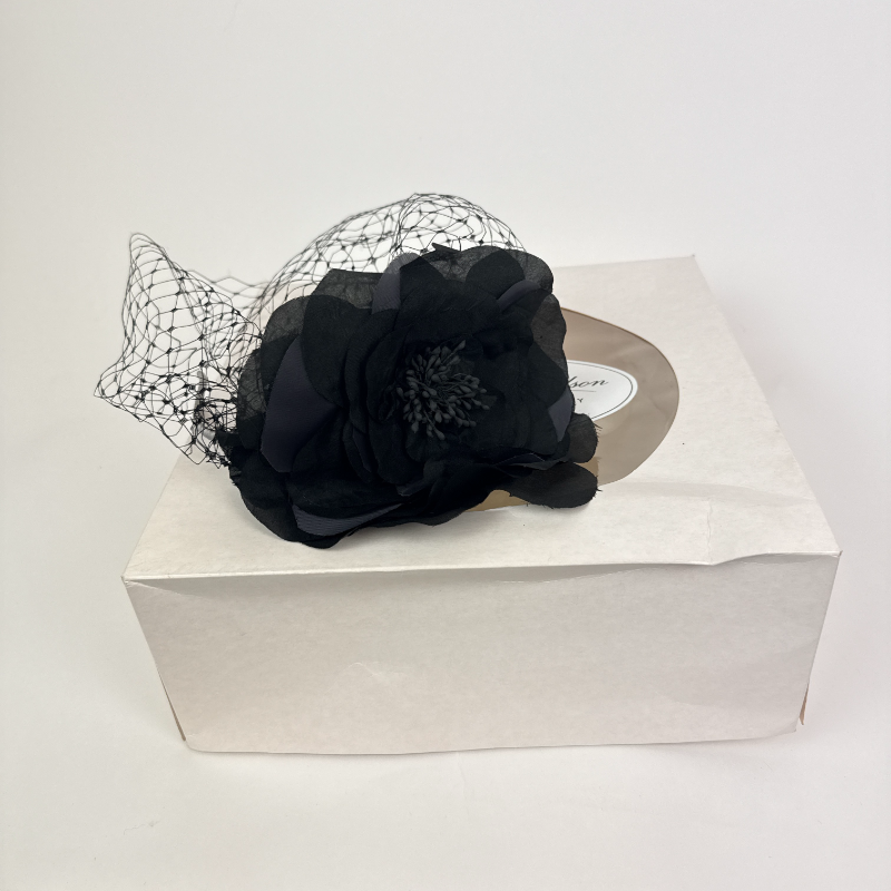 Charity Listing: Black Veiled Flower Headpiece - Image 5