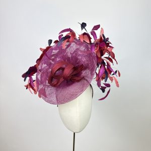 amethyst and featehr ascot hat