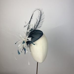 teal and ivory percher hat